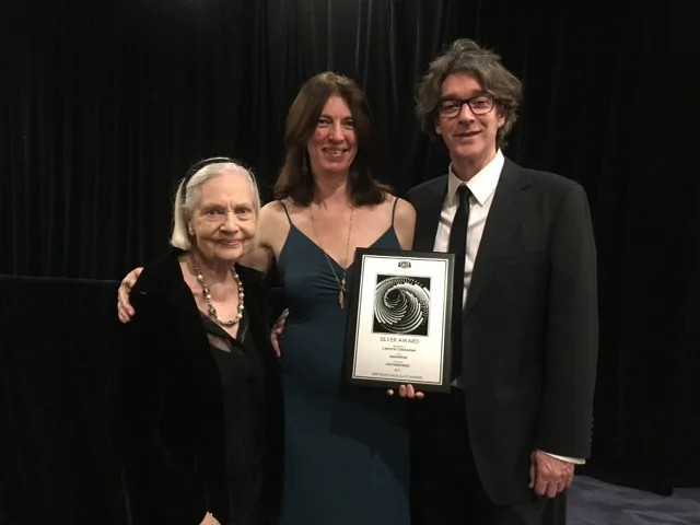  DP and Director Carolyn Constantine with her mum and partner at the recent 2017 ACS NSW &amp; ACT Awards, winning silver for MadHATtan. 