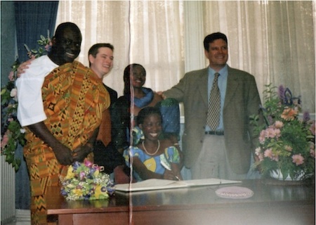 Our wedding in Birkenhead Town Hall, with Gifty's uncle Yaw, her friend Awa, and Tom's brother Gerard