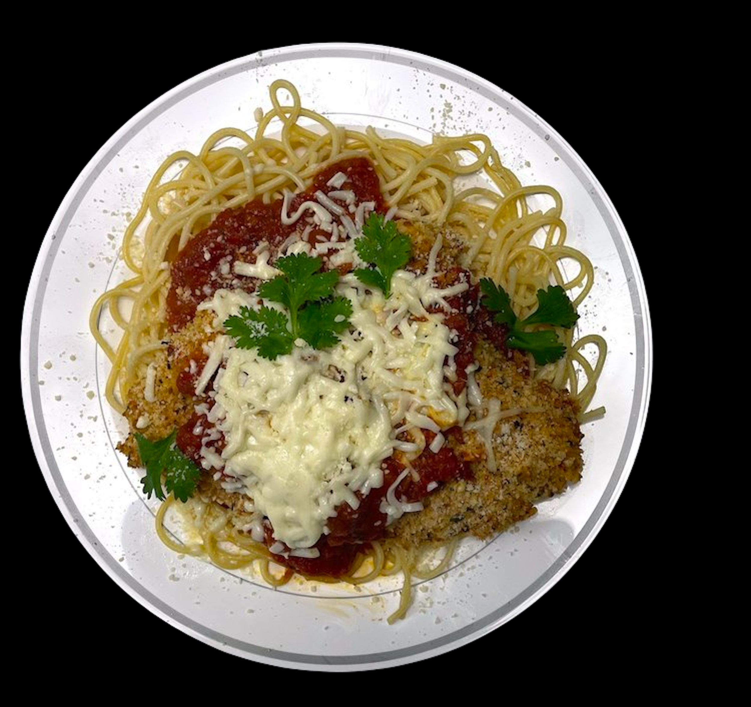 CHICKEN PARMIGIANA with PASTA OR SWEET POTATO NOODLES