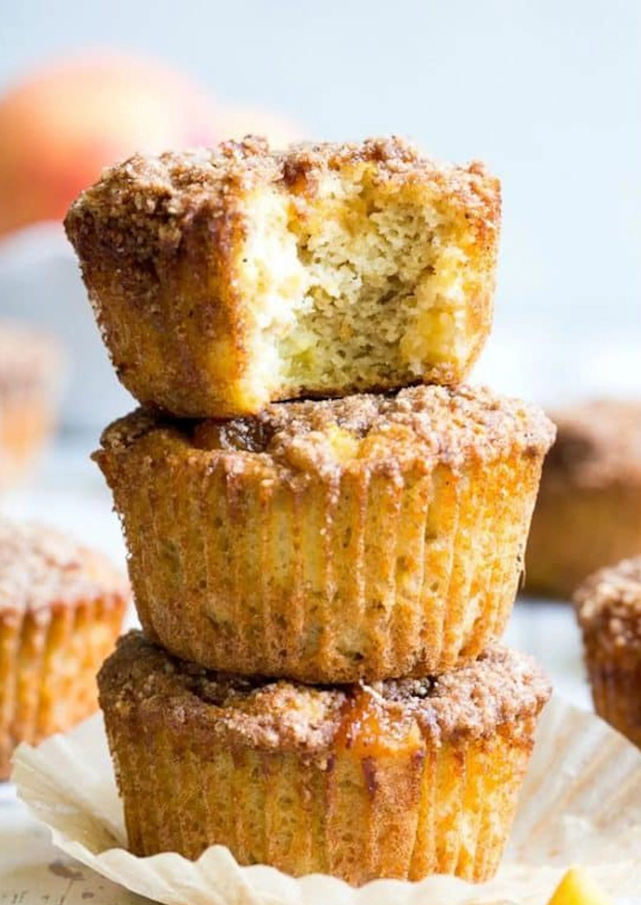 PEACH CRUMBLE MUFFINS (GF, VEG)