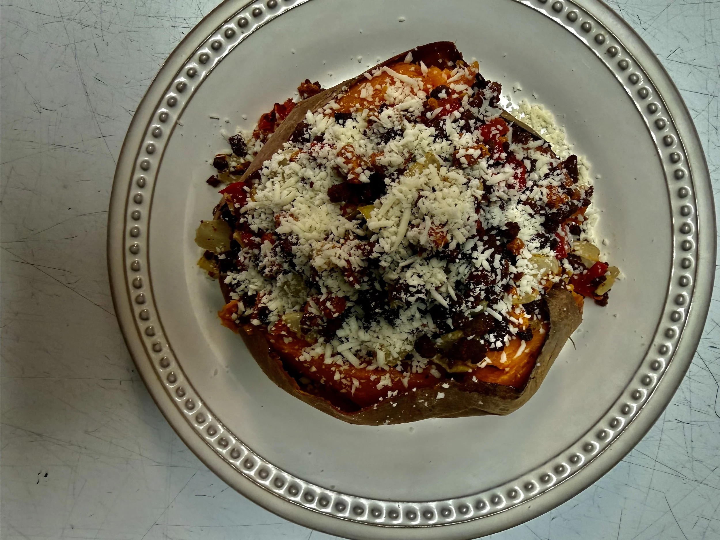 🌶️CHORIZO STUFFED SWEET POTATO (GF, PALEO, DF)
