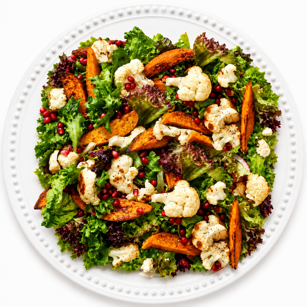 ROASTED SWEET POTATO & CAULIFLOWER SALAD (GF, VEG, VEGAN)