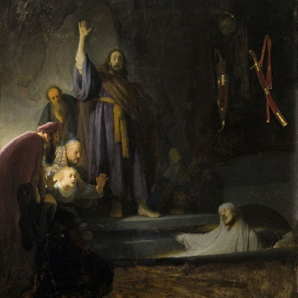 "The Raising of Lazarus" by Rembrant, The Raising of Lazarus , Rembrandt . Oil on panel. 37 15/16 x 32 in. (96.36 x 81.28 cm). Late 1620s or 1630-32. Los Angeles County Museum of Art