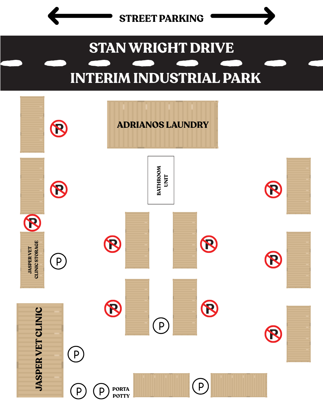 Map of available parking at 8-12 Stan Wright Dr