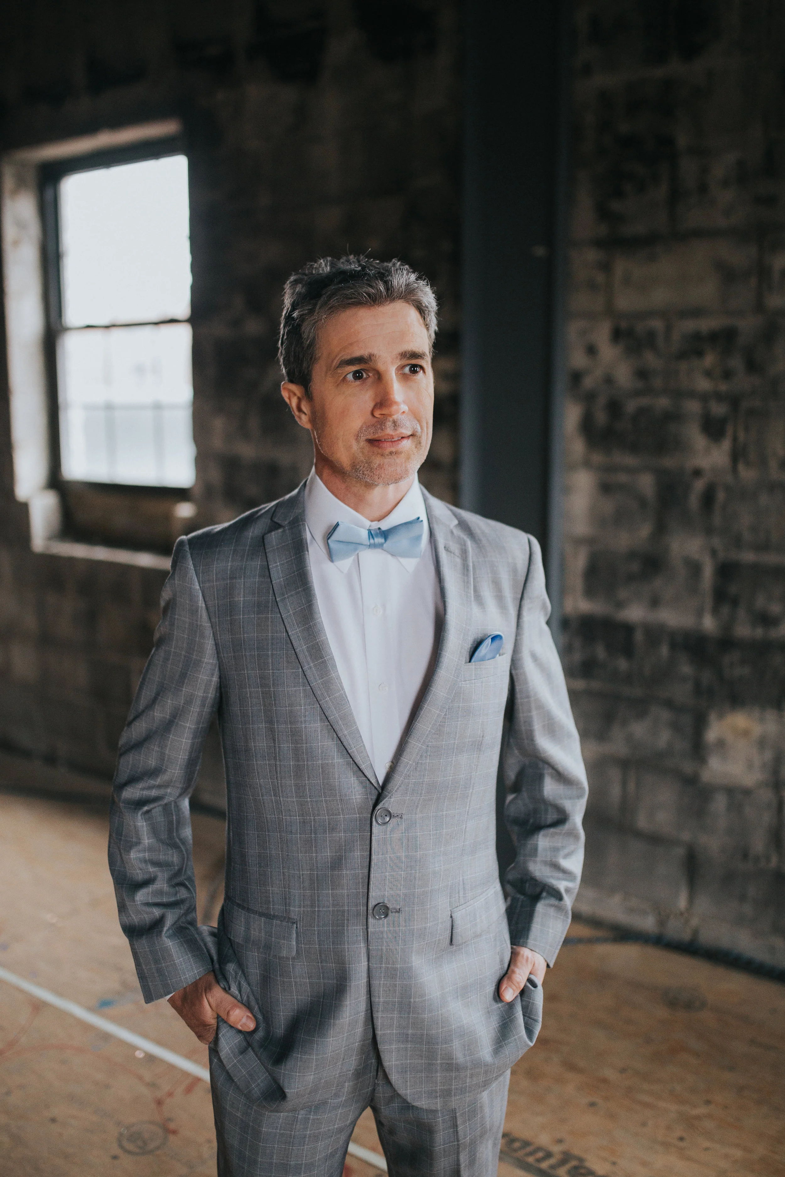 Silver Fox in Gray Check
