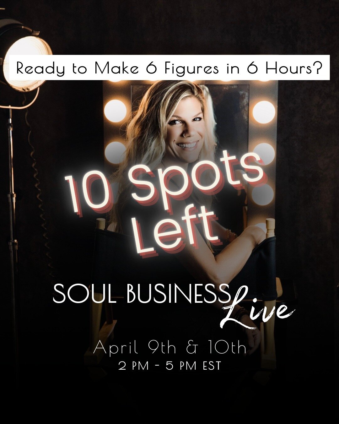 ✨Build Your 6-Figure Business In Just 6 Hours!!

As I write this, there are only ✨ TEN ✨  seats left for my upcoming virtual event, Soul Business Live: Your Roadmap to Six Figures

For $37 and just 6 hours of your time, you will be well on your way t