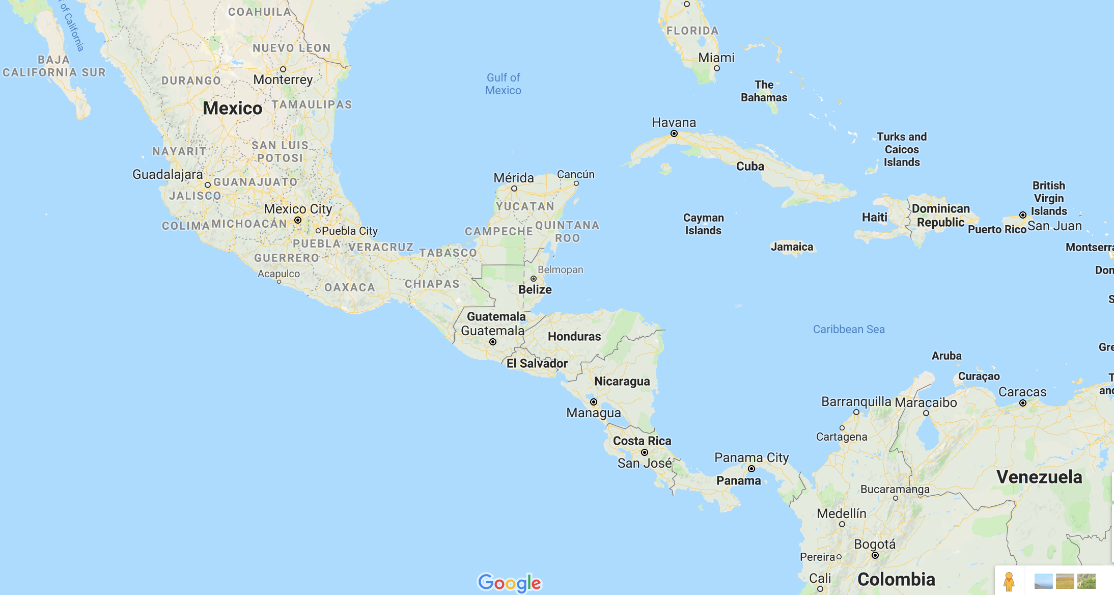 Mapa localizando Belize na América Central