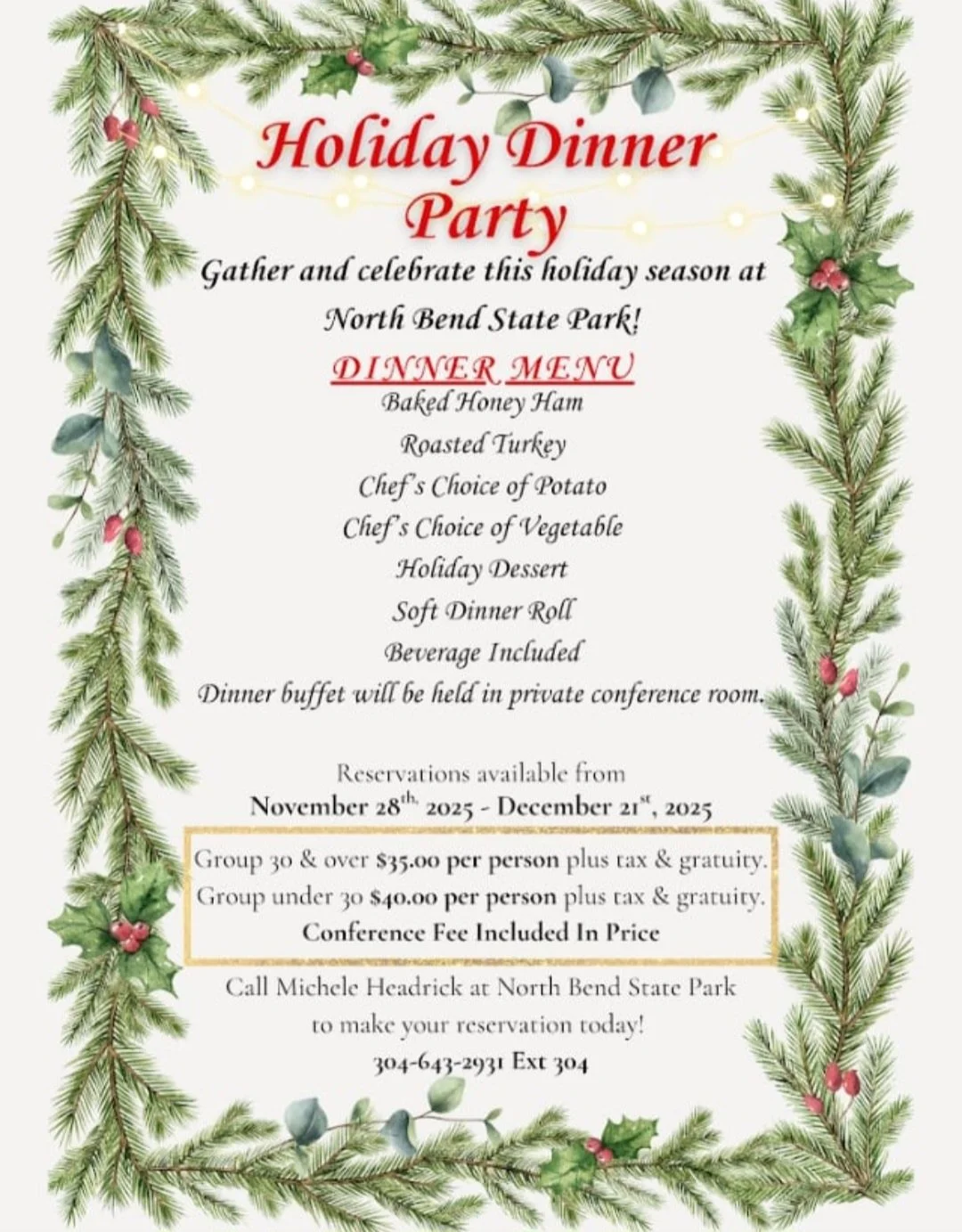 Holiday Dinner Party at North Bend State Park