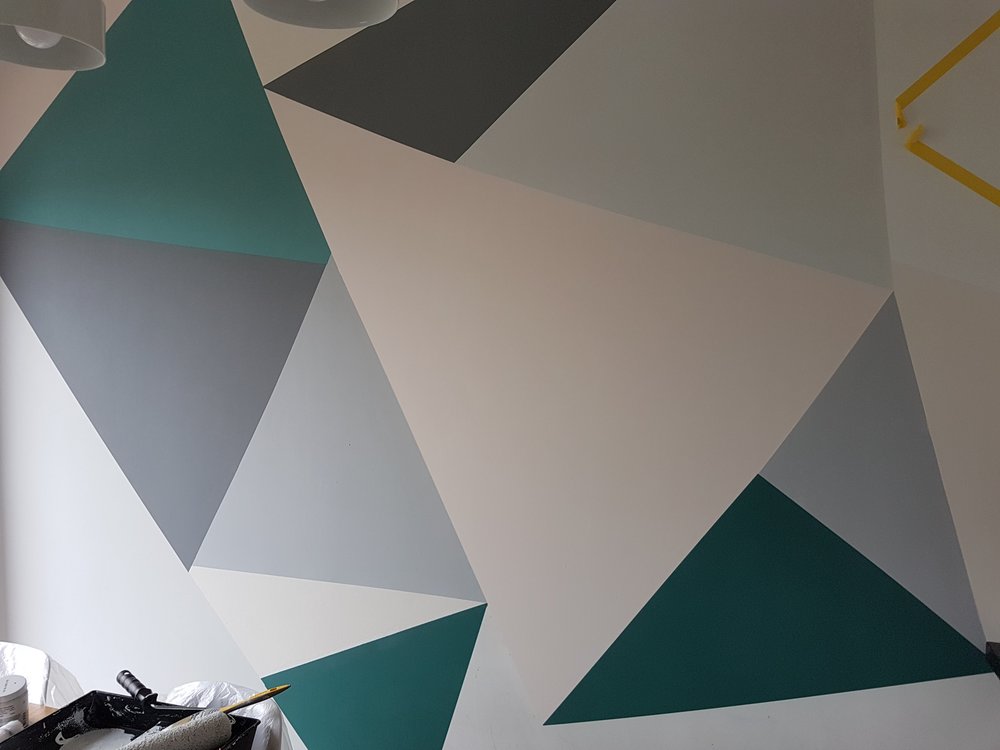 How To Create A Colourful Triangle Mural On Your Wall Donna Ford - How To Tape Walls For Painting Triangles