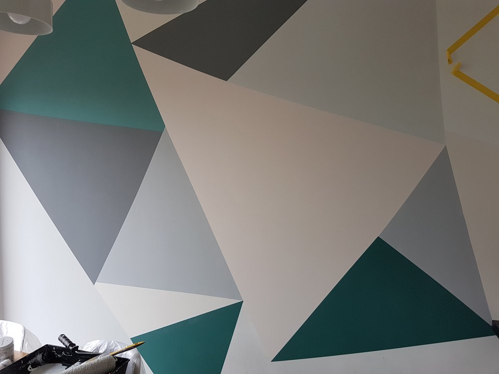 How To Create A Colourful Triangle Mural On Your Wall Donna Ford - How To Tape Walls For Painting Triangles How To Create A Colourful Triangle Mural On Your Wall Donna Ford - How To Tape Walls For Painting Triangles