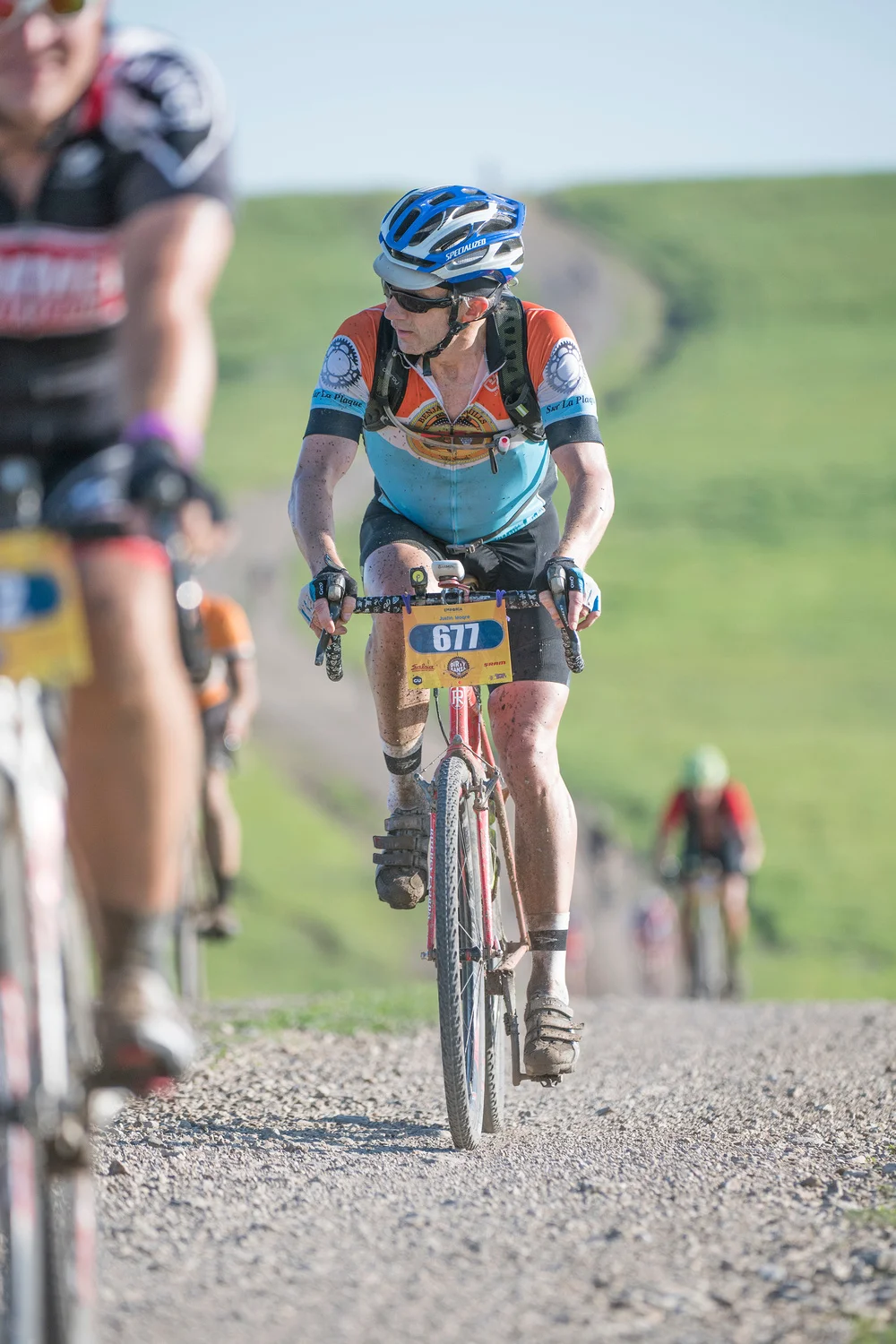 Lucky socks, only partially caked in mud at this point.