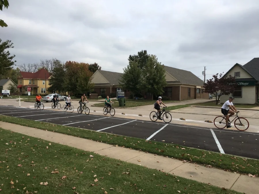 Cyclists taking advantage of new bike infrastructure in Rogers.