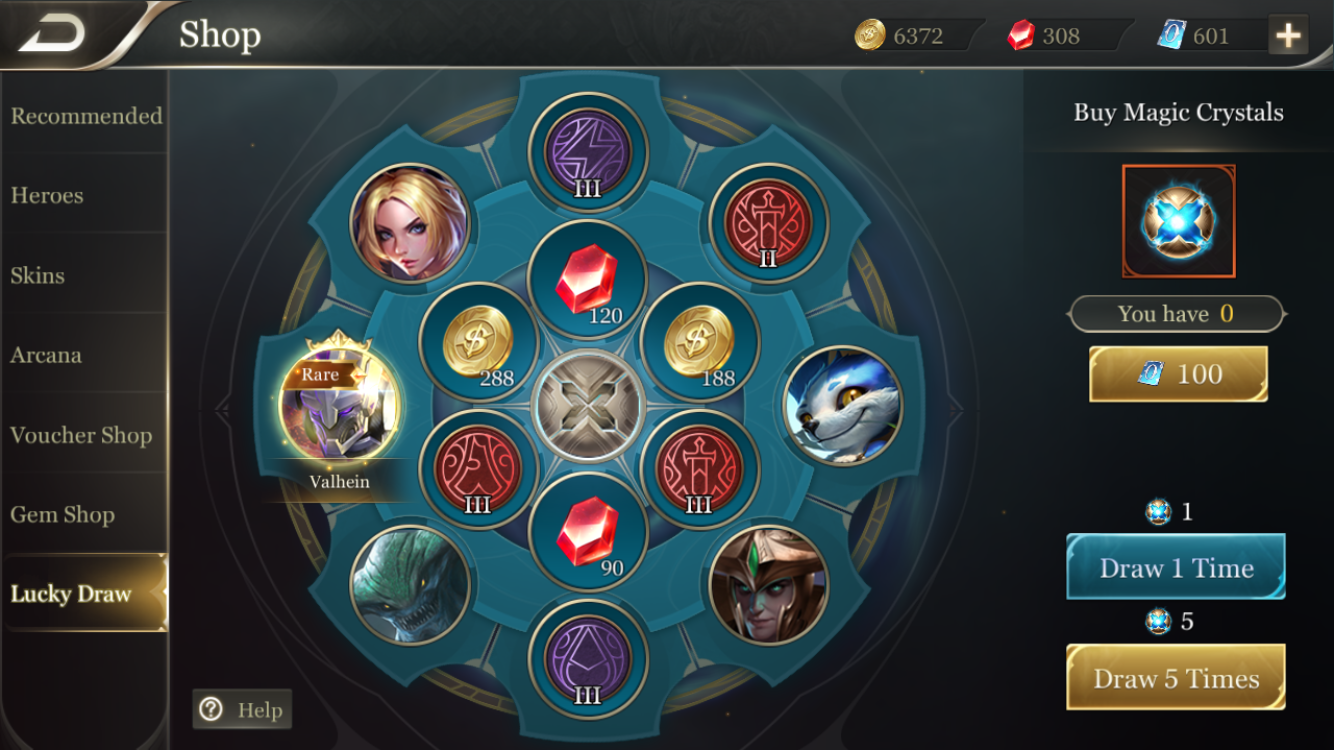 Unlike PC MOBA games, Arena of Valor has a Gacha system. Some exotic skins heroes are placed here, which creates motivation to play it and expands the monetization capacity of the game.&nbsp;