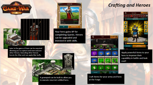 A look at Game of War's hero and crafting systems and how they tie together.