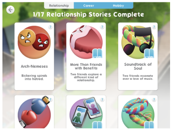 Stories serve as achievements; finishing one will require significant player dedication