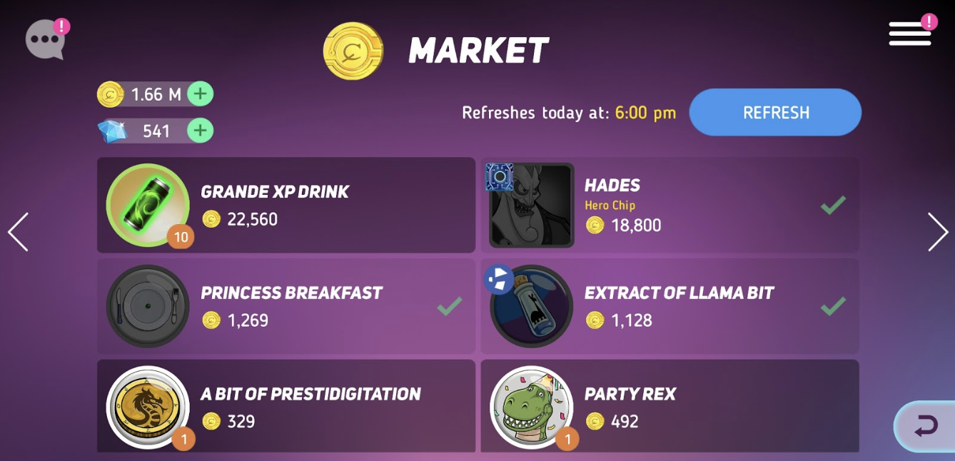 The market; the game’s main currency trade