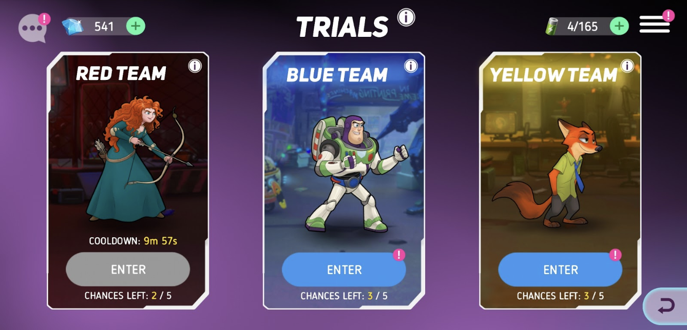 In the trials, only heroes in the same team can battle for rare badges
