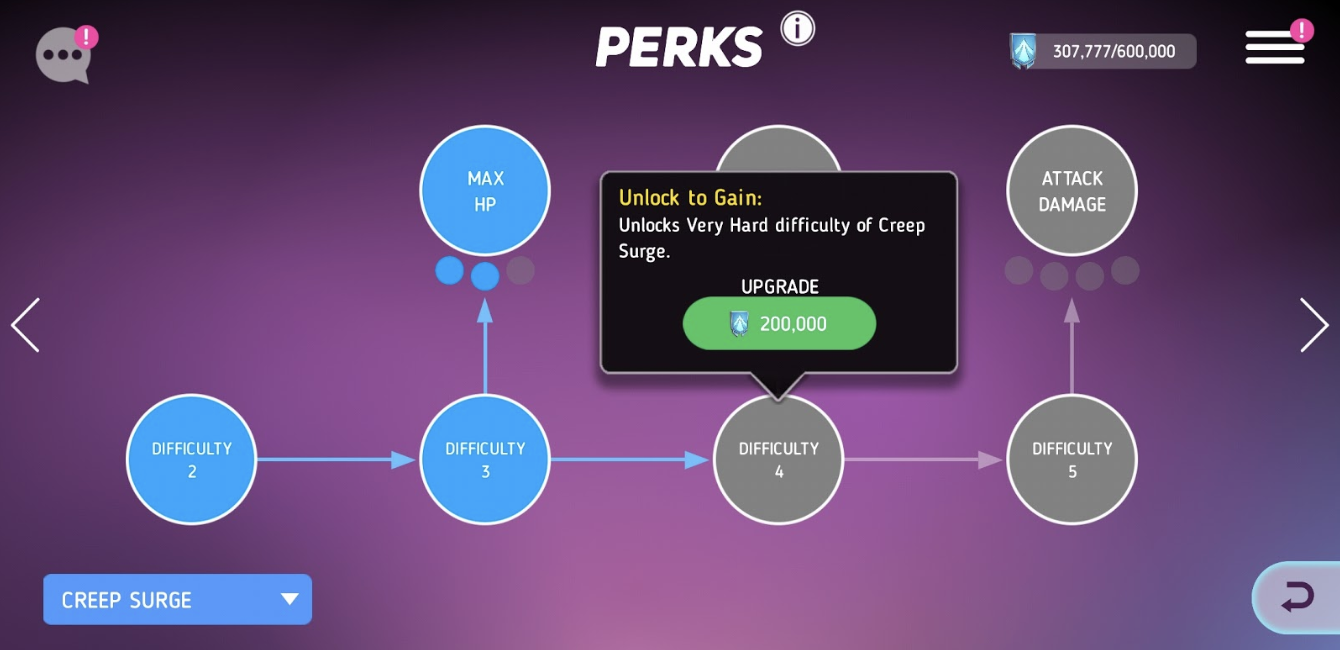 The guild perks screen where guild officers can tech guild upgrades