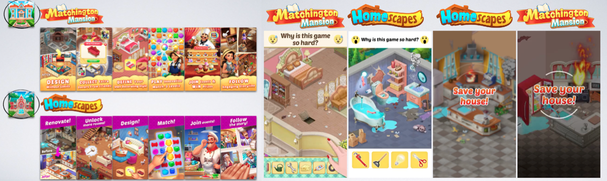 Both Firecraft Studios and Playrix borrowed freely from each other whether it came to core gameplay, theme, art style, store creatives, icons or video creatives.