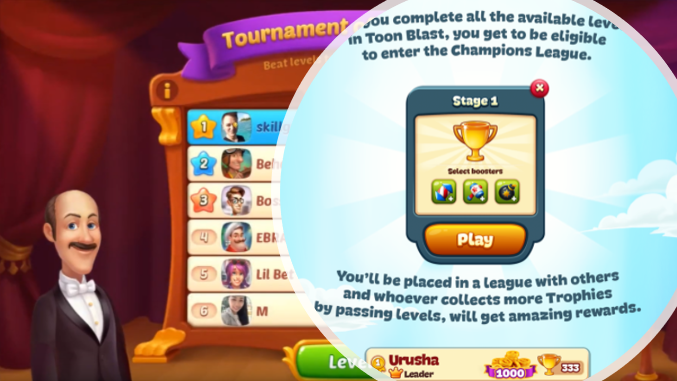 Puzzle games have been adding features that drive competition. The goal is to engage most valuable players without overly straining the content treadmill. Homescapes implemented ‘Tournament of Champions’ which is mechanically similar to Toon Blast’s implementation.  source:  Liquid &amp; Grit