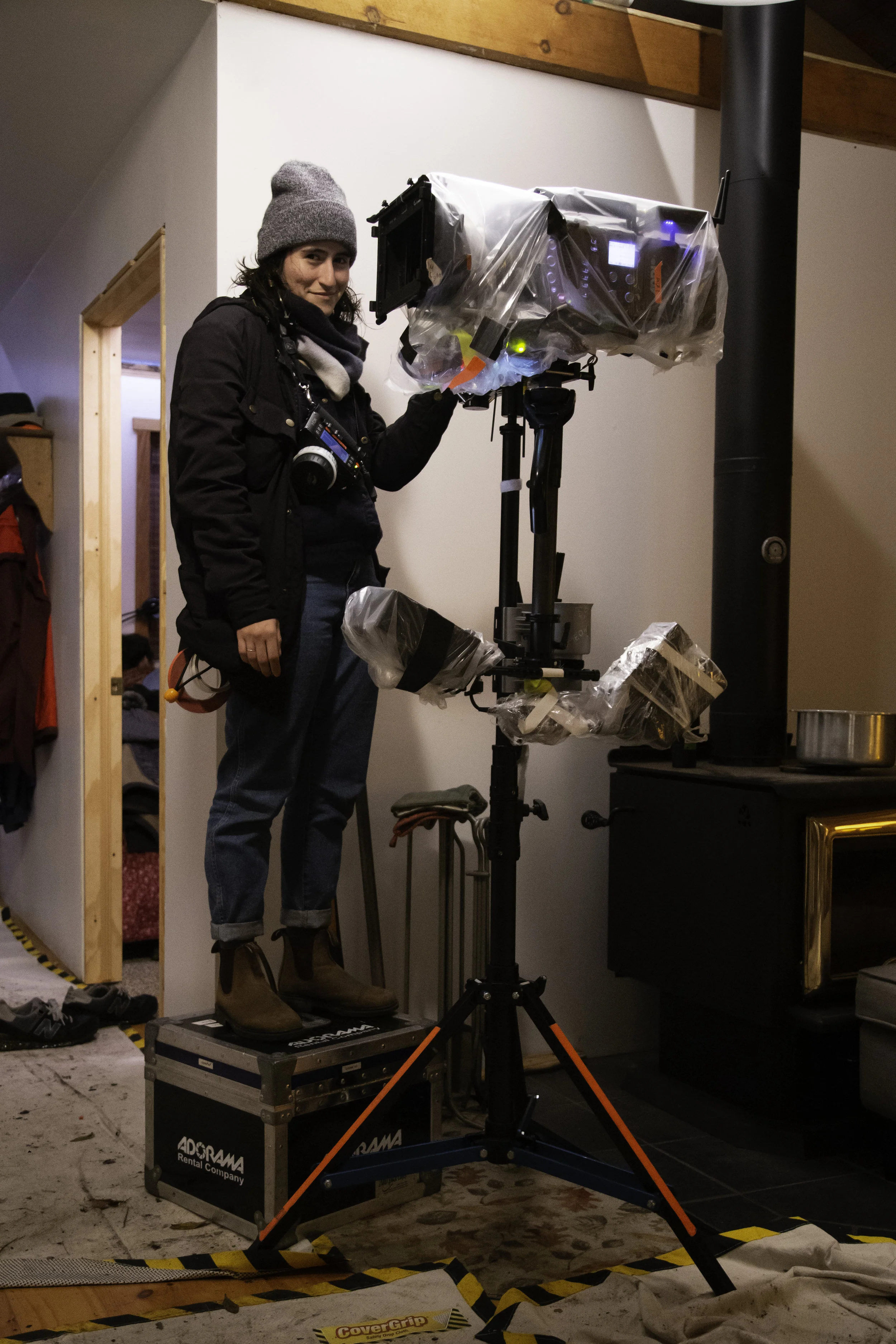 Behind the scenes still from the short film What’s in the Woods