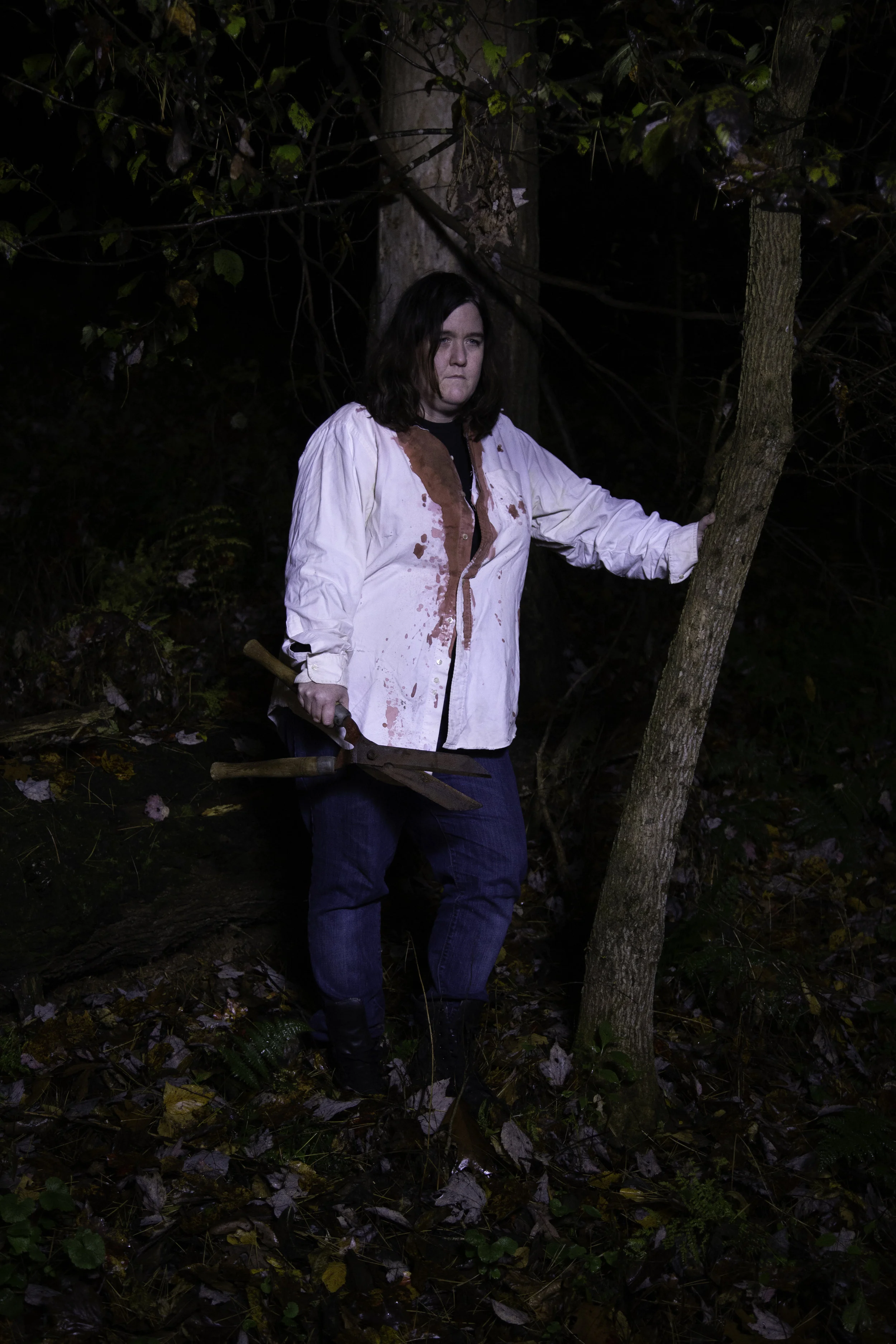 Behind the scenes still from the short film What’s in the Woods