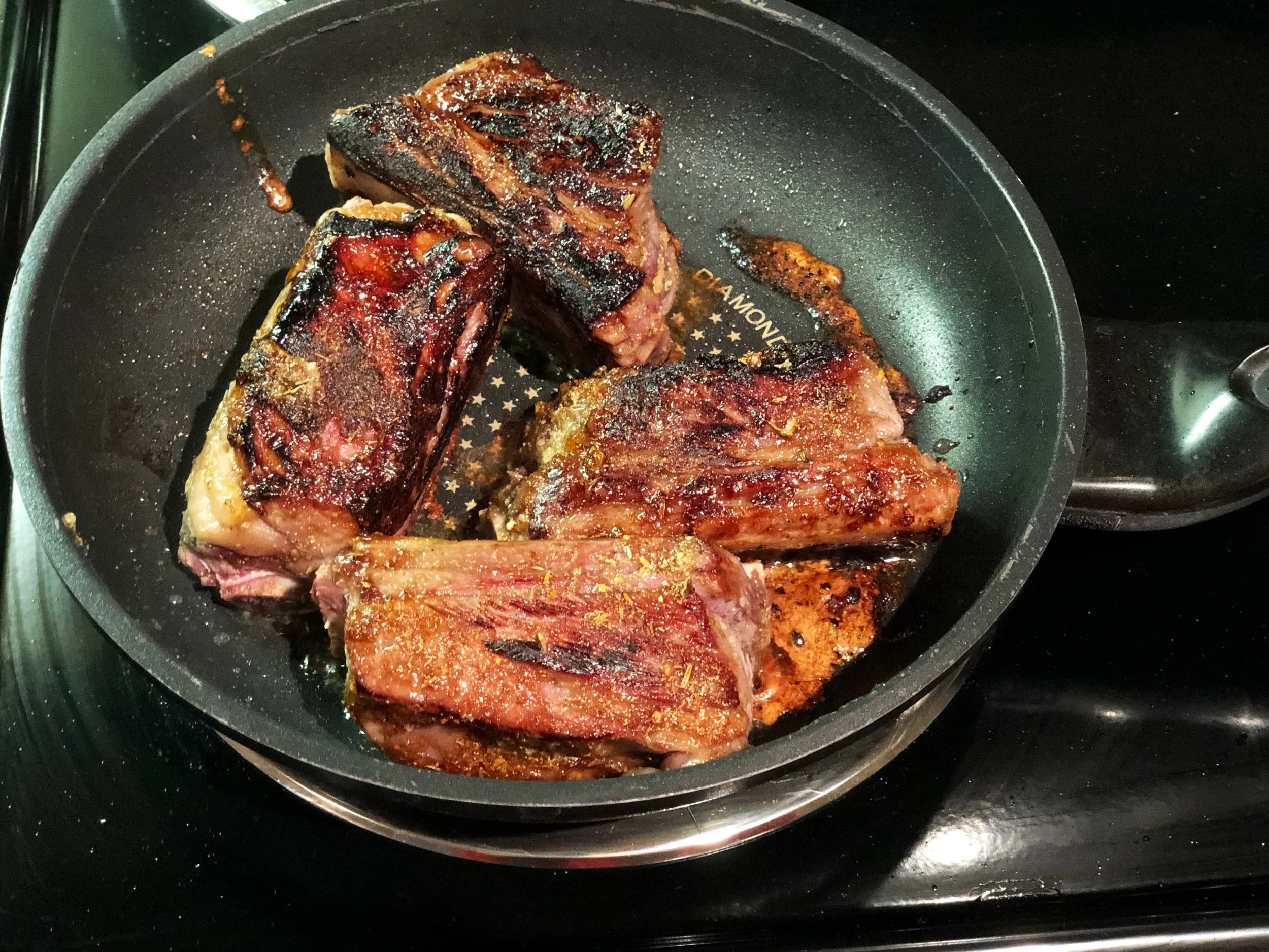 Braised and ready to cook ribs.