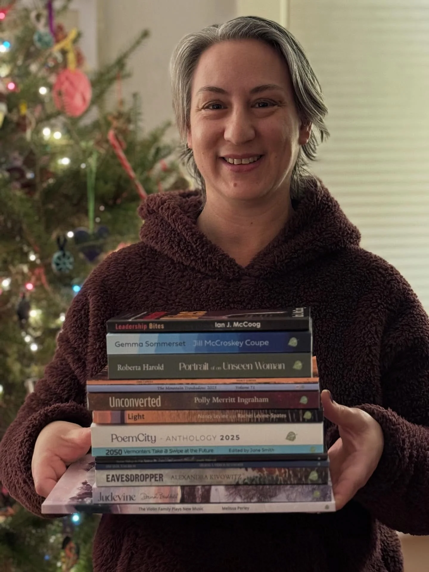 Rootstock wrapped! This year we published 14 books, pictured here with publisher Samantha Kolber @sampoetmfa, and one audiobook by @toussaintstnegritude (not pictured but available everywhere audiobooks are sold). We&rsquo;re looking forward to 2026 