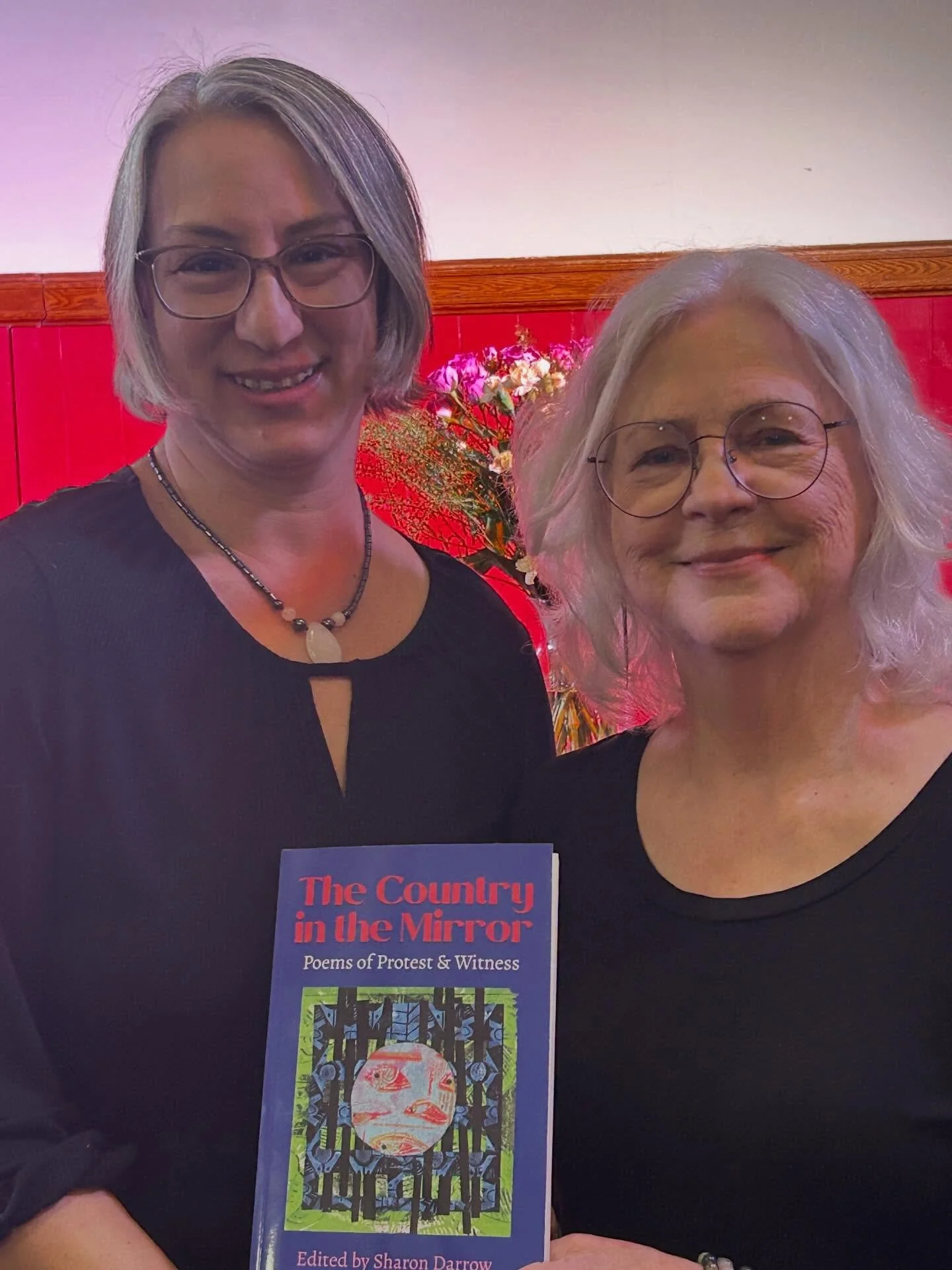 What a fantastic afternoon of protest poems in celebration of our new anthology THE COUNTRY IN THE MIRROR, a collaboration with editor Sharon Darrow and nearly 90 poets from across the U.S. and Canada, with some of our Canadian friends joining us yes
