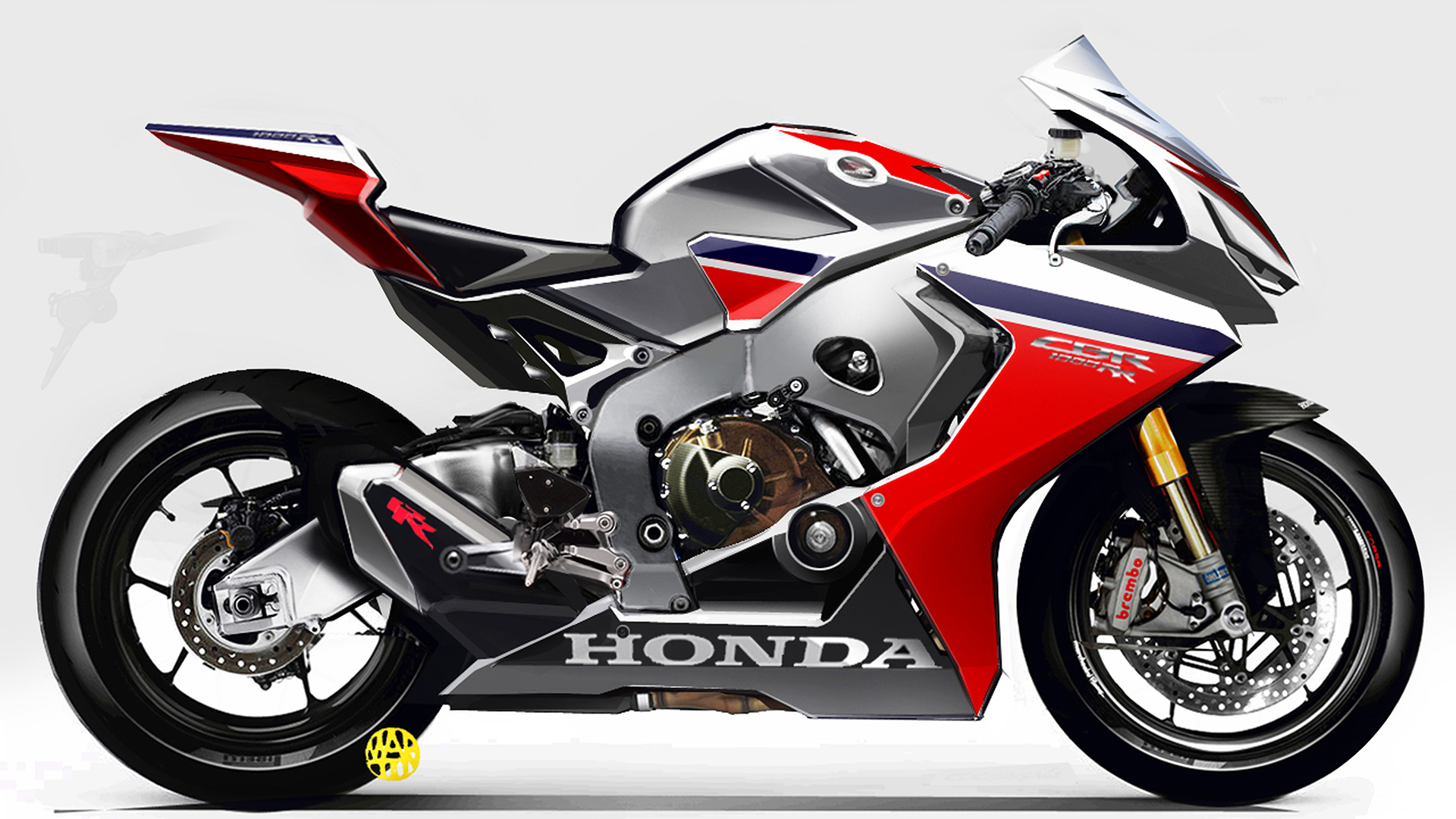 An ultimate Honda Fireblade, as imagined by Honda's art department. We like the 'RR' detailing on stubby exhaust