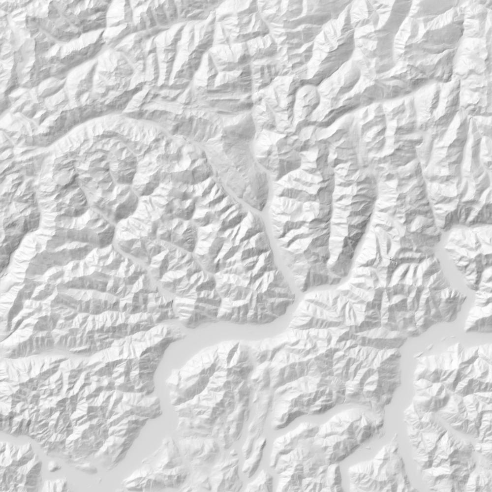 Shaded relief map of Graubünden, Switzerland.