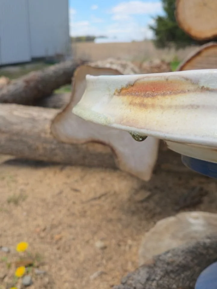 19.5" Wall Art / Centerpiece Platter :: #shizenyu x2 :: Swipe :: #ShinoSlip + #WoodfiredPorcelain + #NaturalAshGlaze