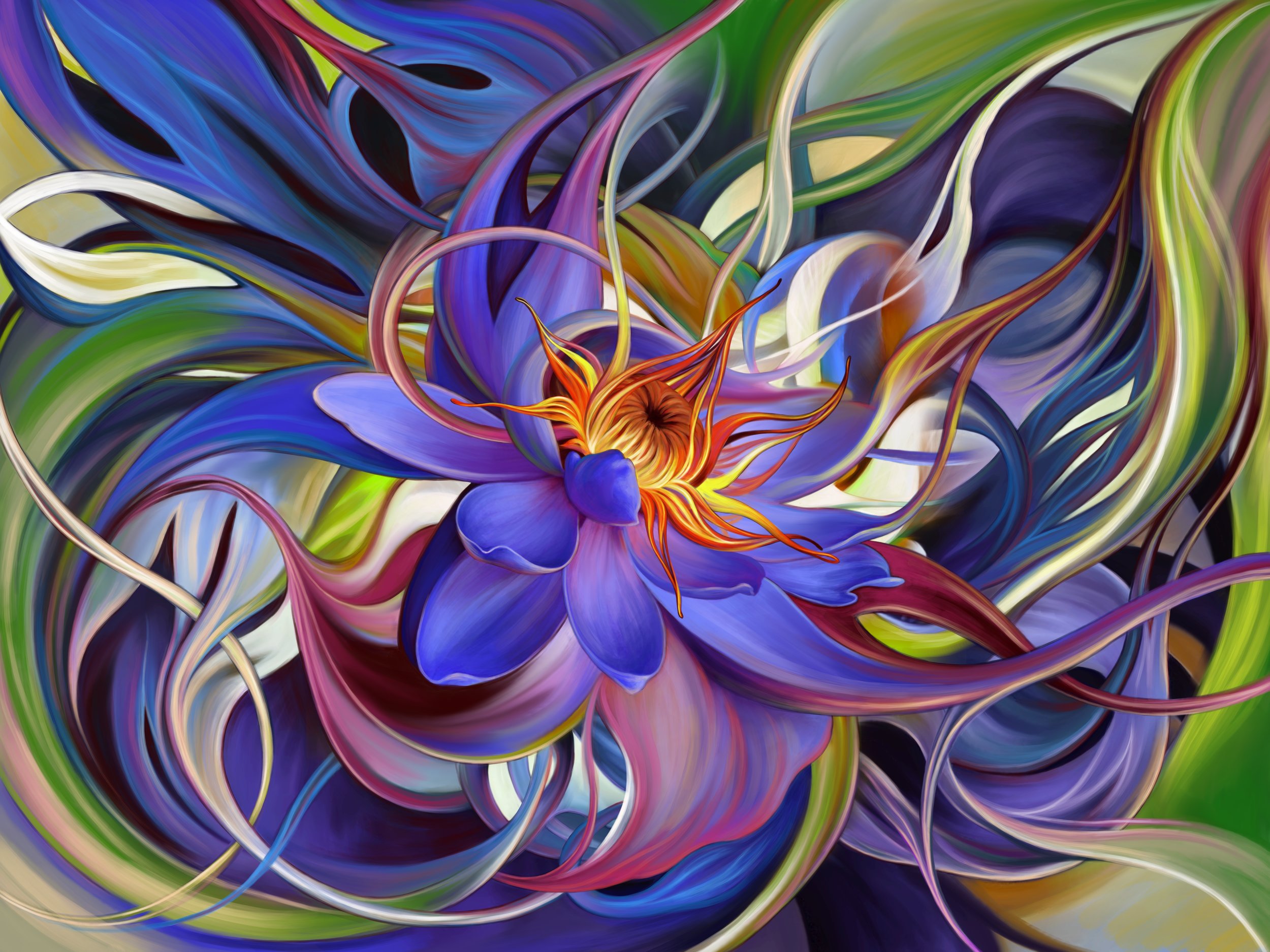Water Lily , digital painting by Masha Keating.