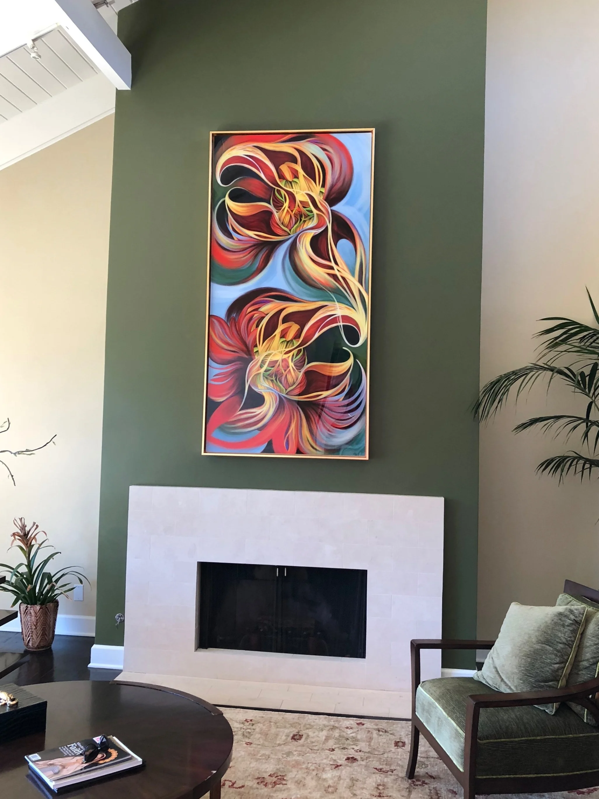 Phoenix Dance, digital painting, hanging in patron’s home, 2017.
