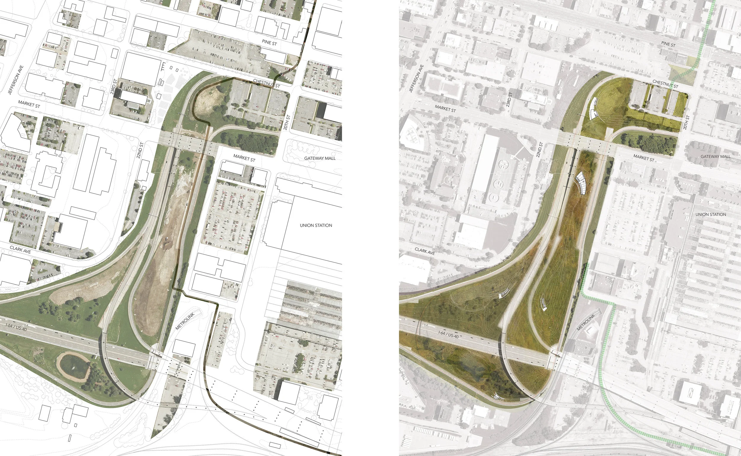 Before and after site work.