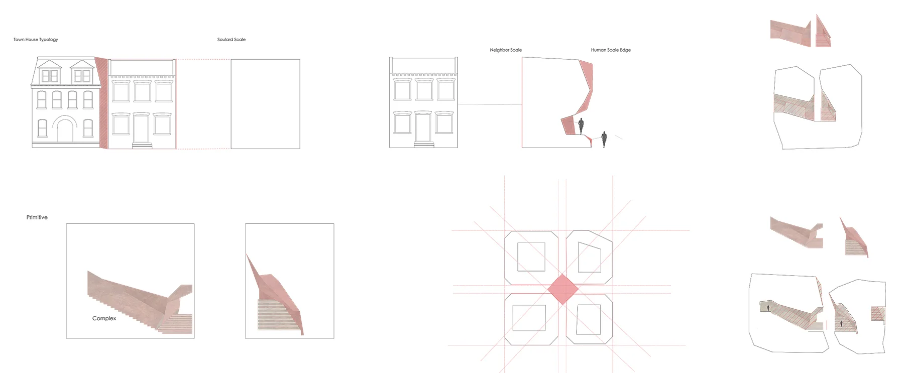 Makio studied the scale of the buildings in the neighborhood, dividing his building volume into four parts to keep the volumes and gaps fitting with the surroundings. He also studied the exiting gaps and then developed a language with more variation…