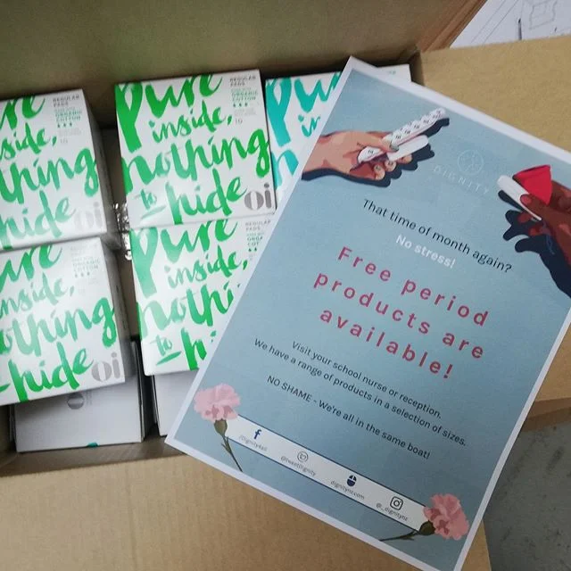 We’d love to hear your suggestions for making Dignity an easy topic to talk about in school! Sometimes students are too embarrassed to talk about their periods and we’re eager for that to change!! 👊⠀⠀⠀⠀⠀⠀⠀⠀⠀
⠀⠀⠀⠀⠀⠀⠀⠀⠀
Our latest addition to deliveries is a poster for bathrooms encouraging students to ask their school nurse for supplies. What are other ways to reduce the shame and stigma?