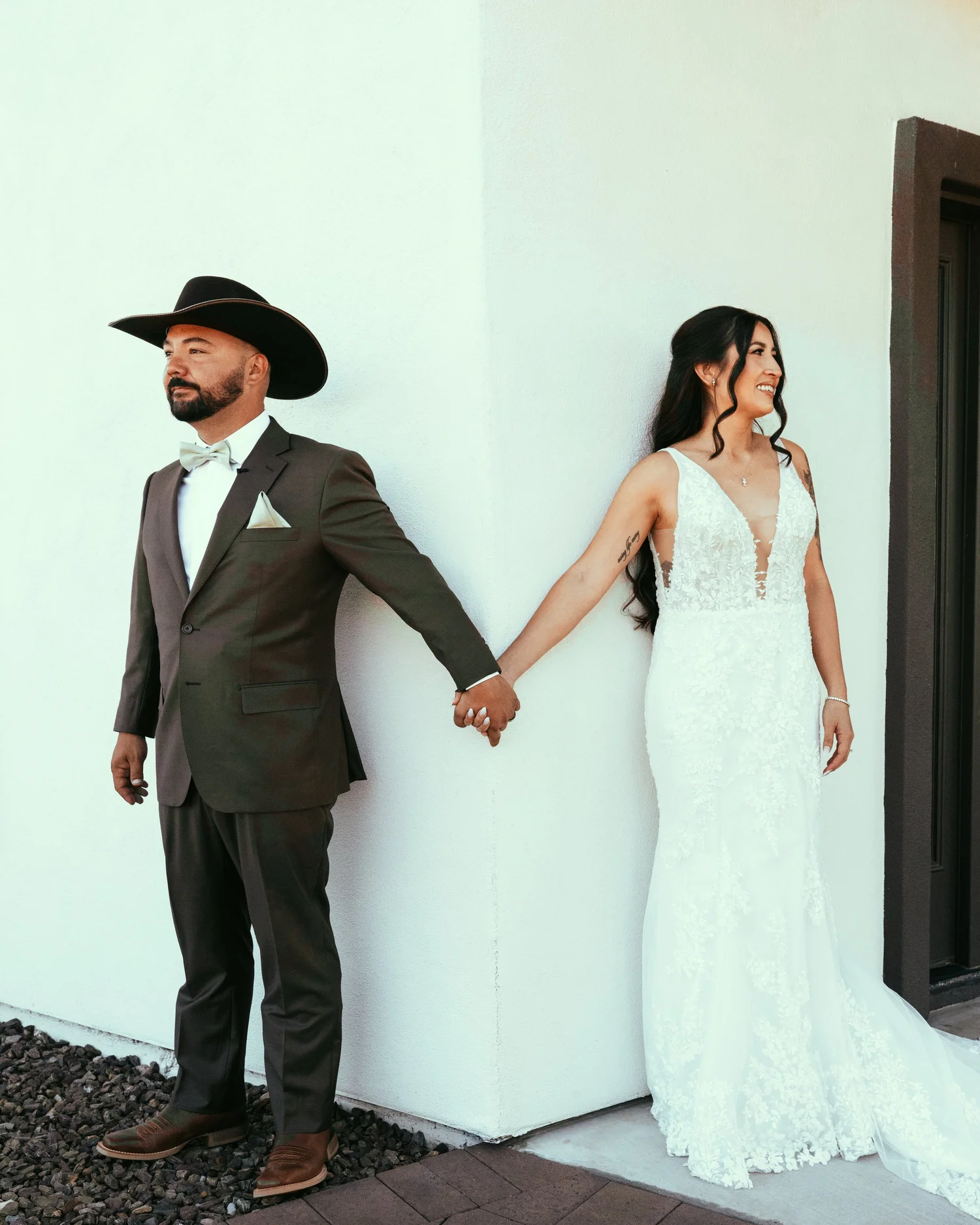 Cinematic wedding film still