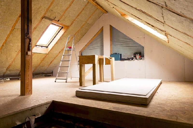 An attic with lots of asbestos insulation