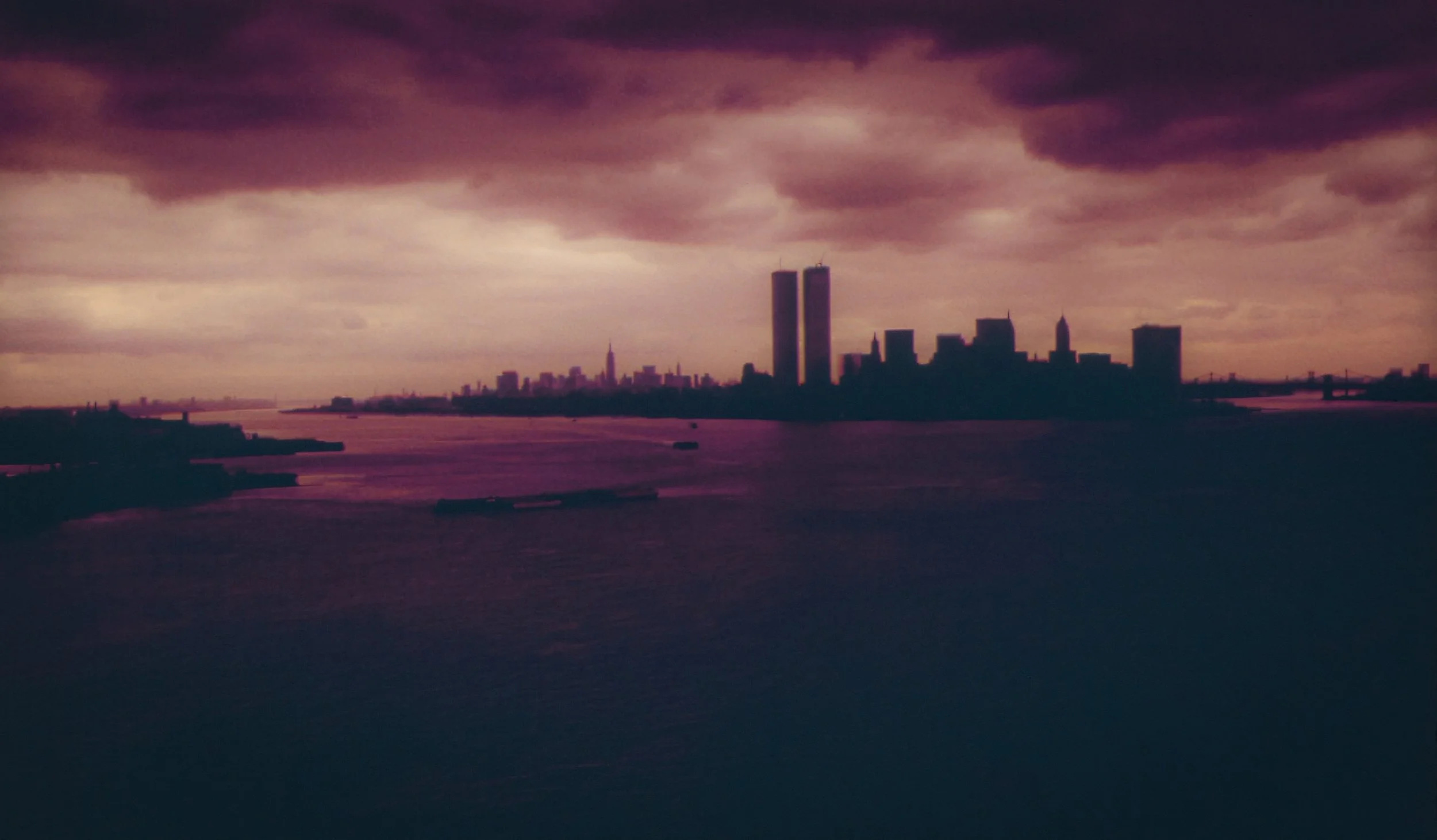 An old photo of the World Trade Center twin towers in New York, U.S.A.