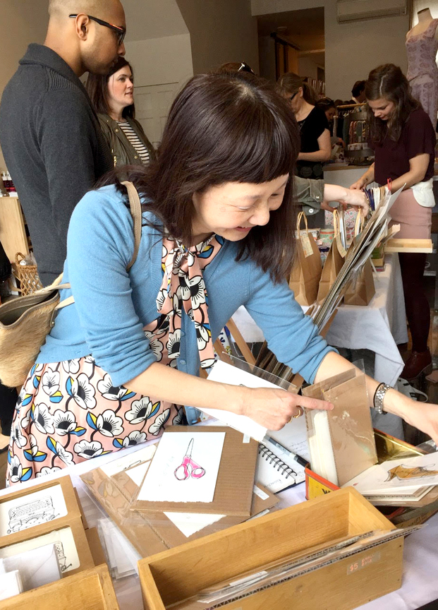 Emily: a favourite customer with a little glimpse of Elizabeth Olwen + Valerie Dennis in the bkgd