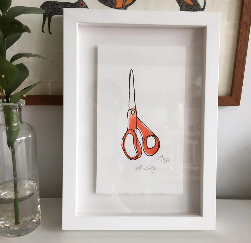 framed orange scissors.jpg