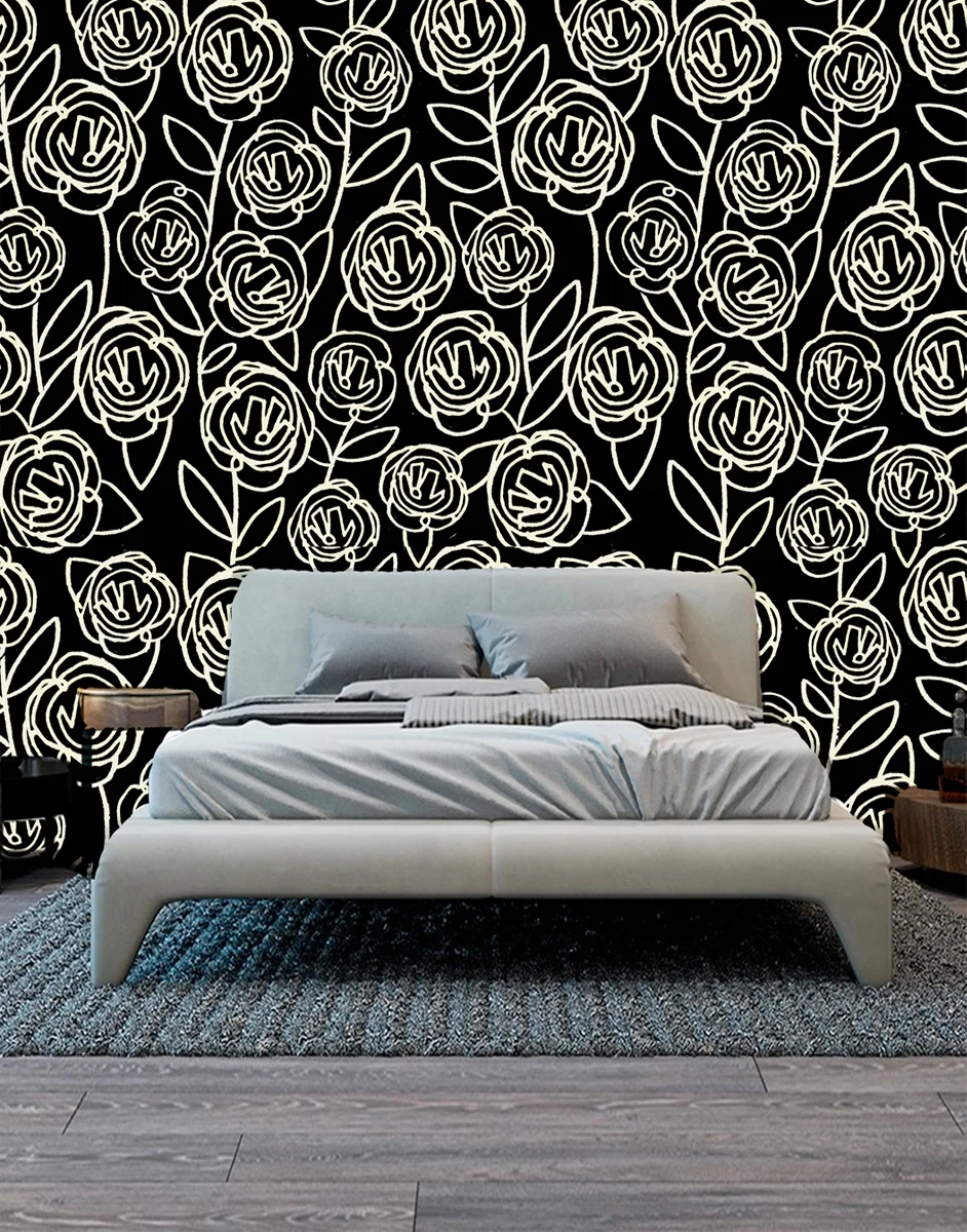 Black Roses - seen here mocked up as wallpaper