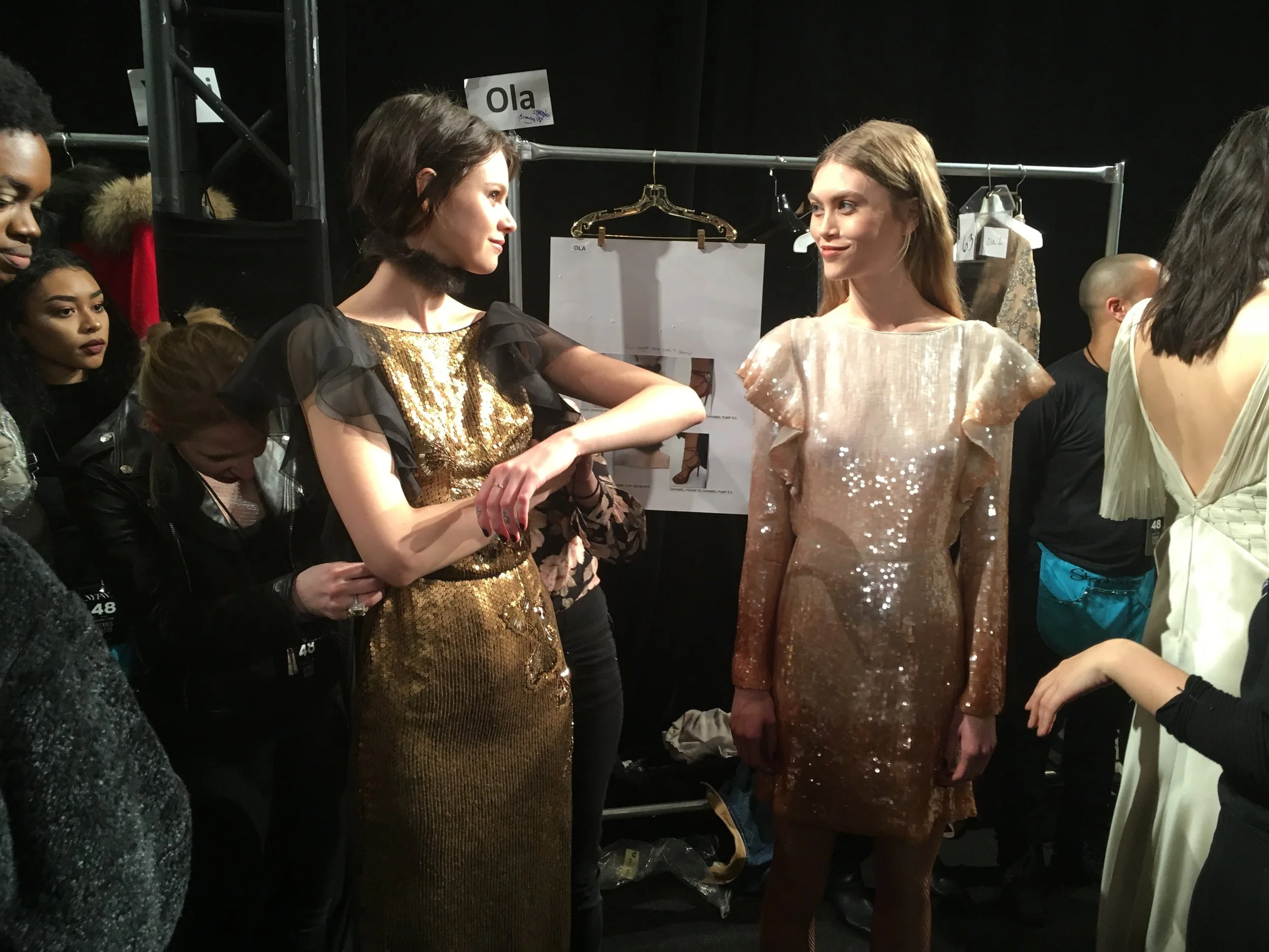Backstage at the Dennis Basso Fall-Winter 2017 NYFW show