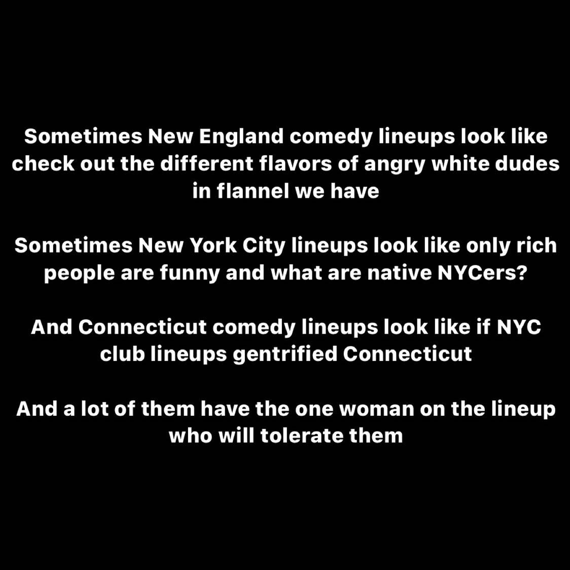 You know who you are

👊💥

#comedy #producer #comedian #newengland #maine #newhampshire #massachusetts #connecticut #vermont #rhodeisland #newyork #nyccomedy #standupcomedy #standup #independent #indie #standupcomedian #writer