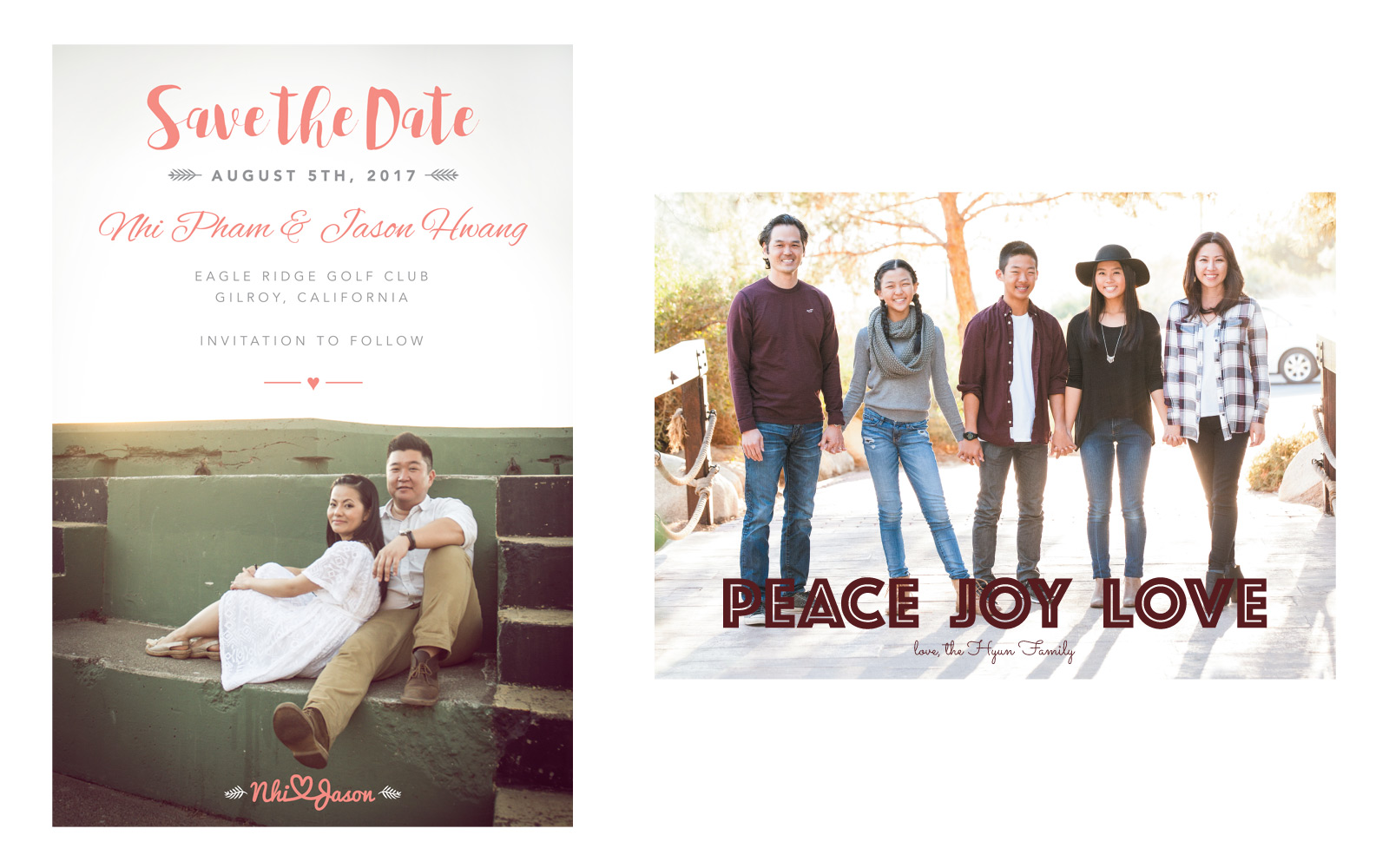 Save the Date email design, Photo Credit: Silicon Valley Designs . Hyun family Christmas card design and photography.