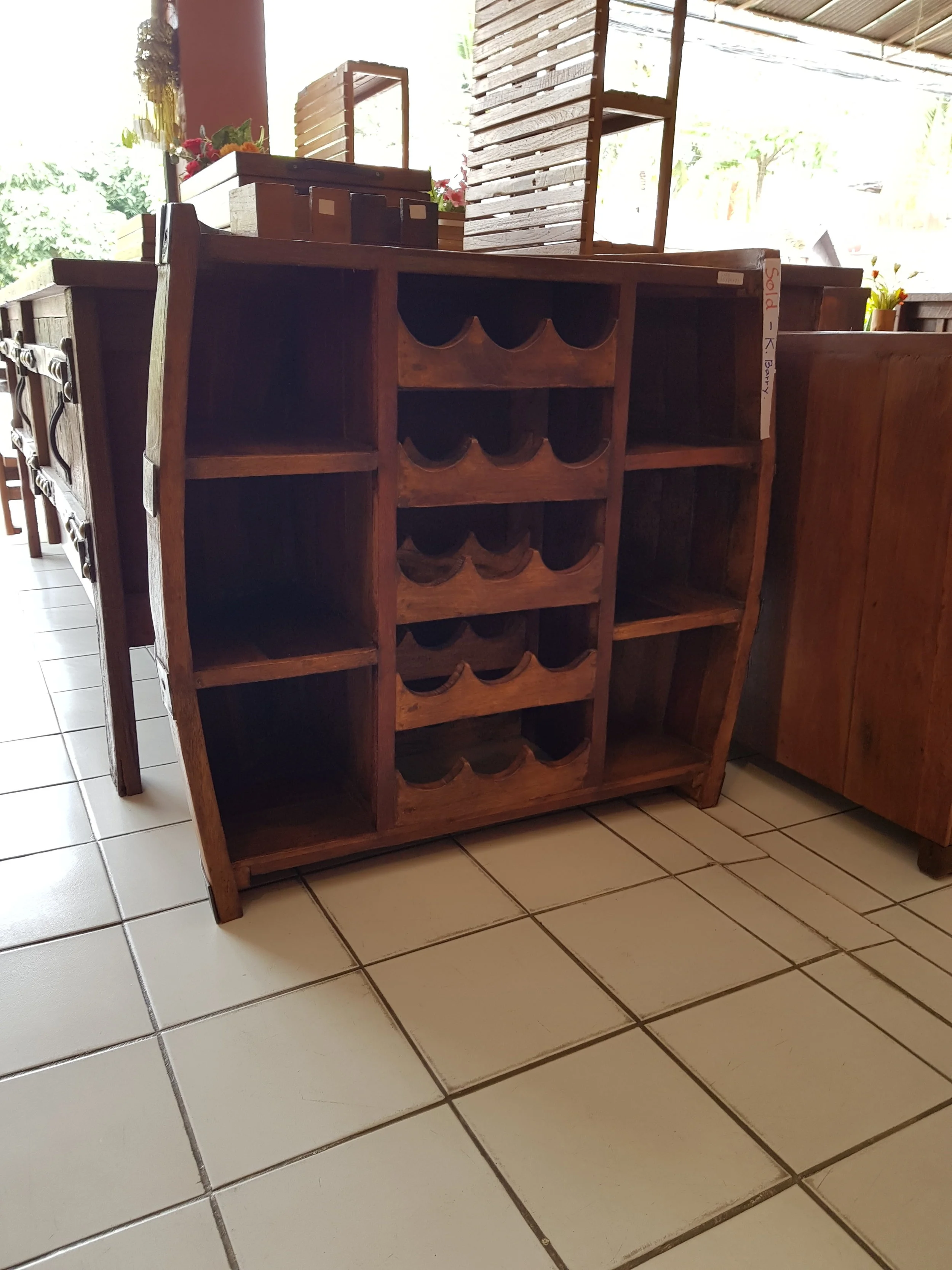 half barrel wine and glass bar $495  dimensions: height:750cm width: 850cm depth:370cm