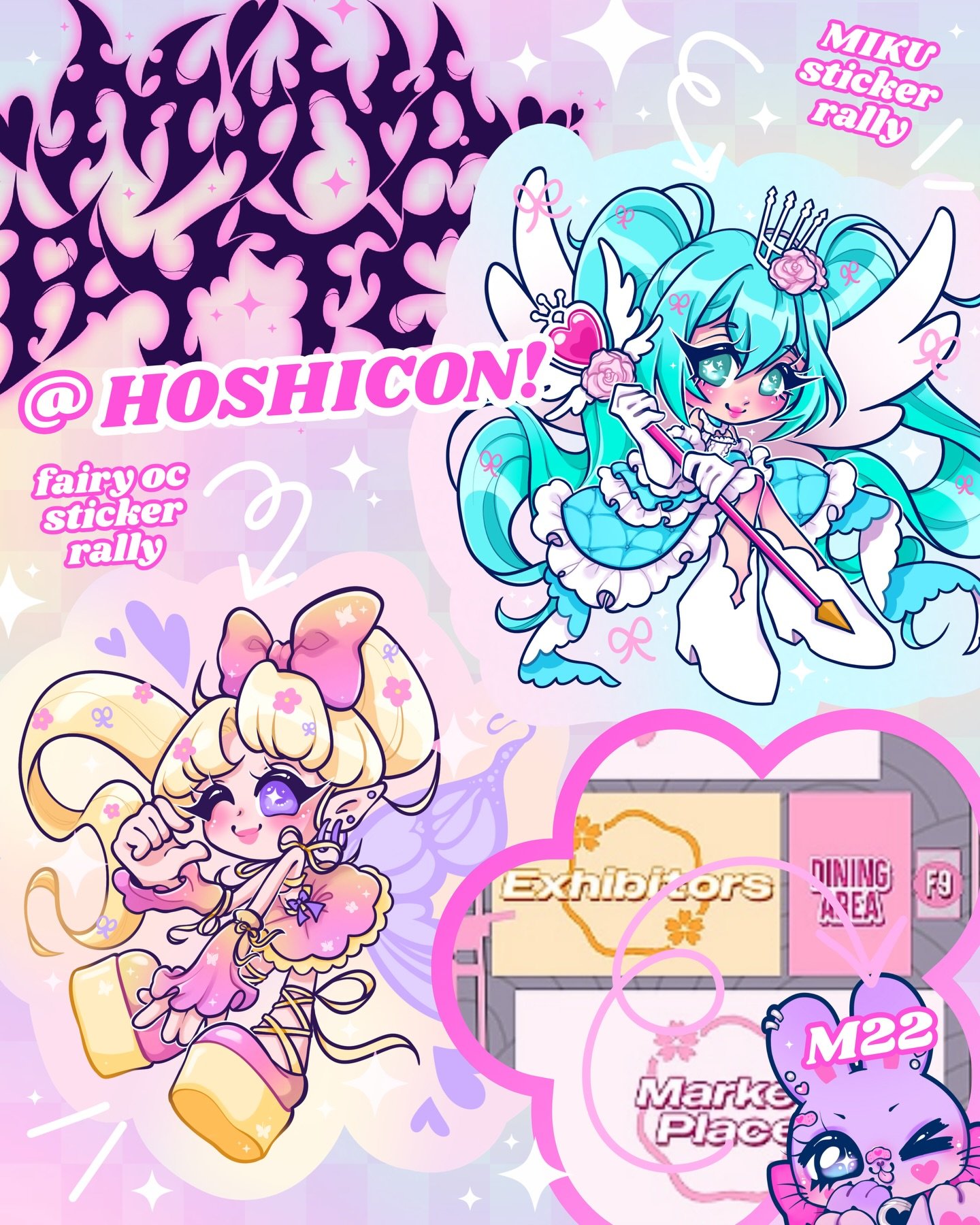 💕✨🍡 MINA @ HOSHICON 2025! 🍡✨💕

Come see me TMRW + SUNDAY @hoshi.con ! ALL THE SAME GOOD SHIT + 2025 Lucky Bags + 2 sticker rallies + customised labubus what tha helllll 😳😳😳
PLS CHECK OUT @anyxanik FOR MIKU RALLY RULEZ &amp; @chyizedraws FOR FA