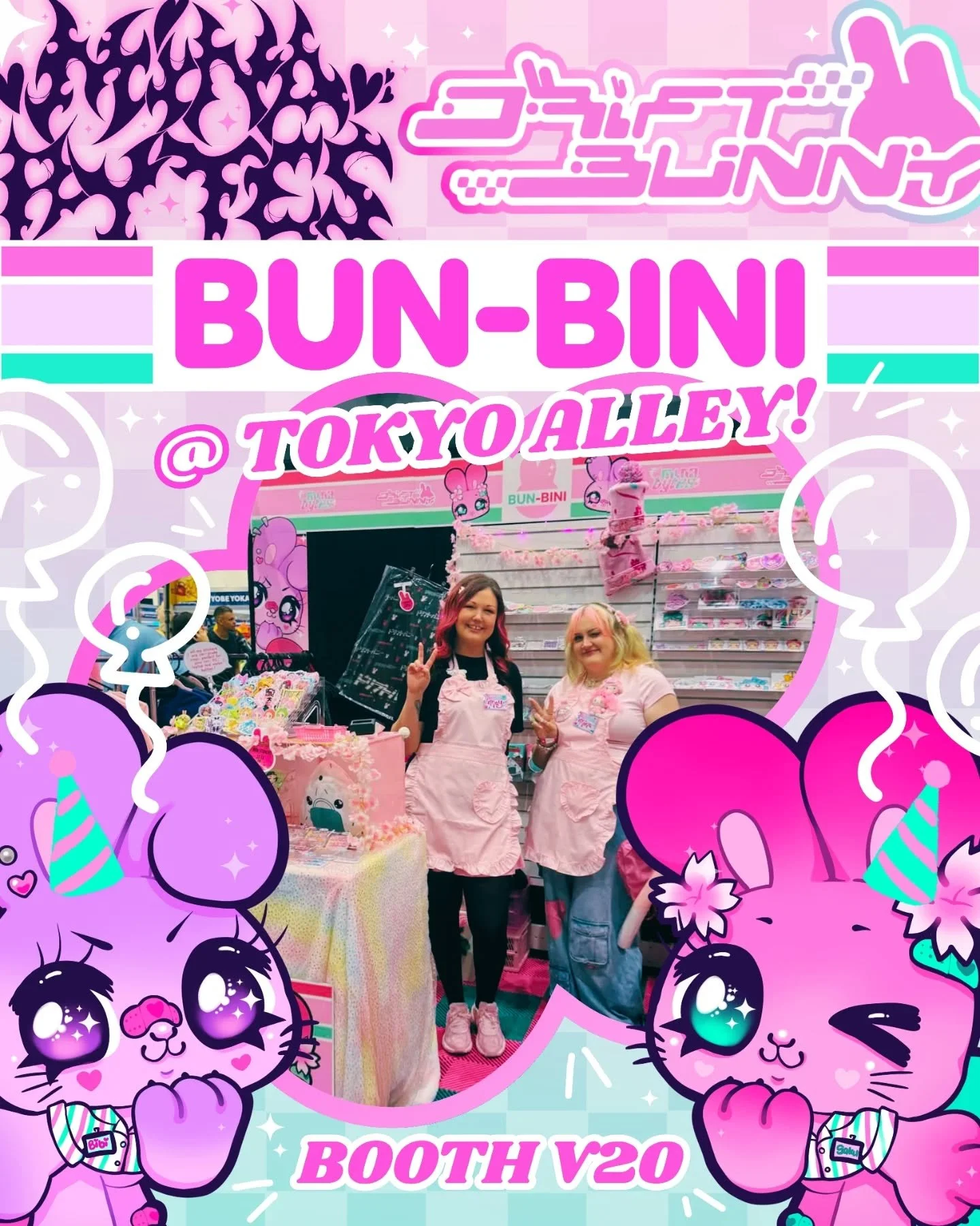 🩷✨️🩵 BUNBINI IS BACK THIS WEEKEND @tokyoalleyperth 🩷✨️🩵 ur fave duo @minabytes &amp; @driftbunnydecals 💕
COME SEE US AT BOOTH V20 - we have gacha!!! we have charms!!! we have stickers!!! and soooo much more!!!! Purchases come with a free sticker