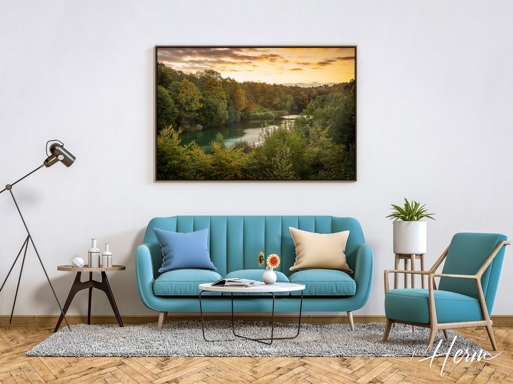 mock up poster frame interior living room background, 3D render